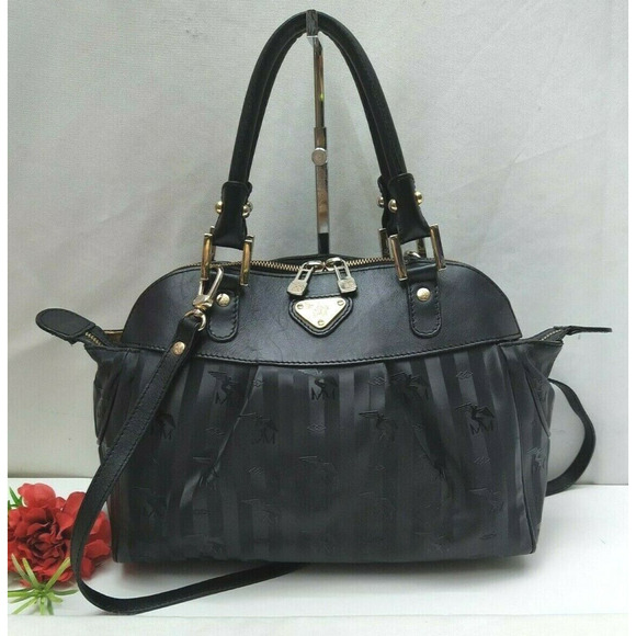 Maison Mollerus Black Leather Top Handle Zipper Satchel Shoulder Bag - Vintage - Picture 1 of 15